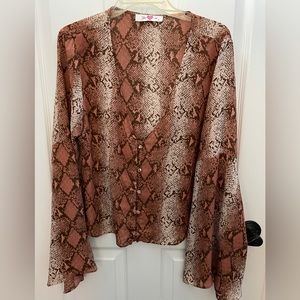 Buddy Love Snake Print Bell Sleeves Top